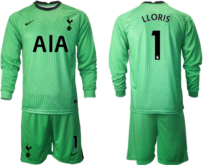 2021 Men Tottenham Hotspur green goalkeeper long sleeve #1 soccer jerseys